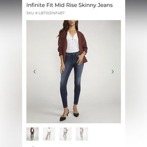 Silver Skinny Jeans in Infinite fit- Large- dark wash